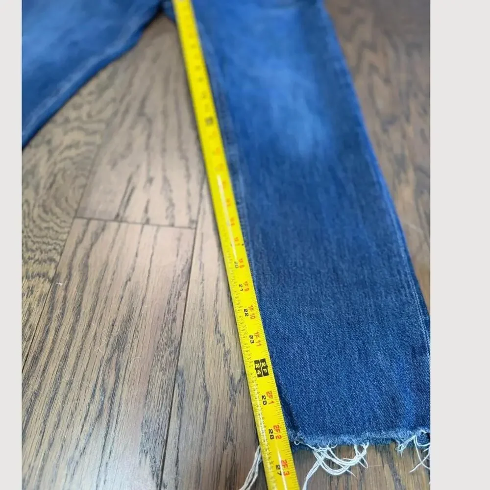 AGOLDE Riley Slim Straight Crop Jeans | Medium Blue Wash | Raw Hem - Picture 5 of 8
